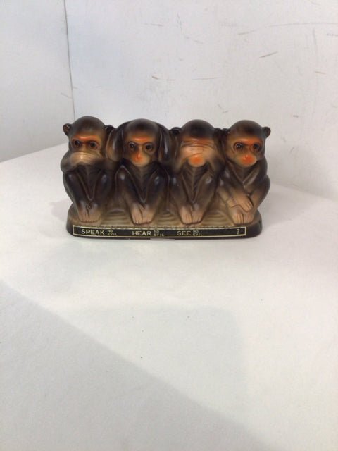 Vintage Tan/White Ceramic Monkey Bank