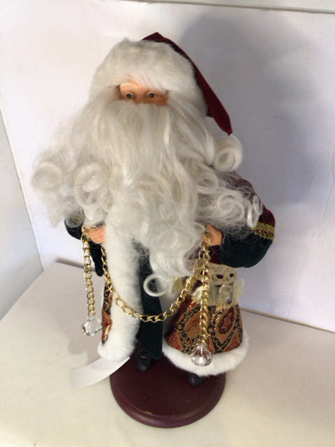 Vintage Christmas Green/Red Velvet Santa Holiday Item