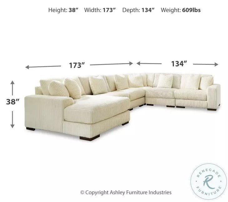 Ashley Oversized Corduroy Cream Chaise