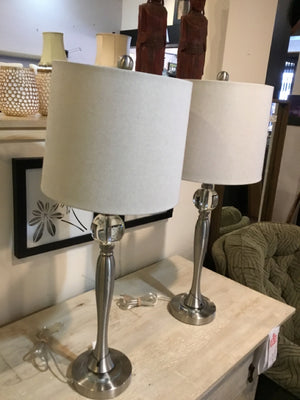 Pair Silver Metal/Acrylic Lamp Set