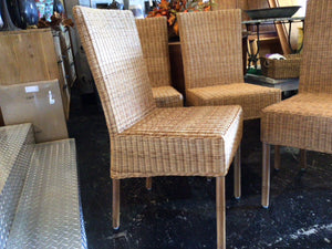 Set of 4 Wicker/Wood Brown Chair