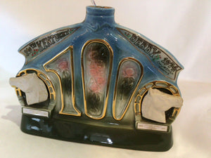 Vintage Blue/Green Ceramic Kentucky Derby Decanter