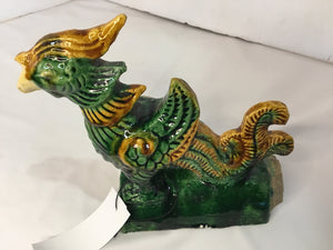 Oriental Green Ceramic Bird Sancai Glaze Statue