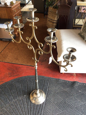 Silver Metal 5 Arm Candelabra
