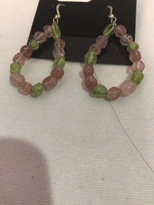 Purple/Green Hoops Beads Earrings