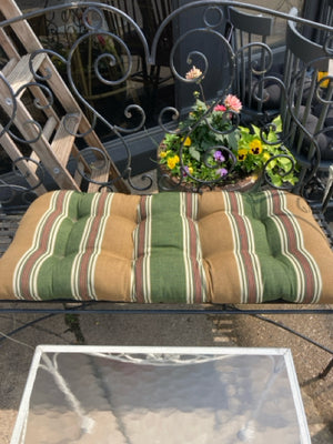 Brown/Green Stripe Tufted Cushion