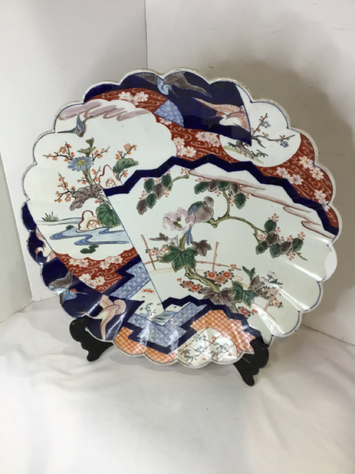 Imari Ware Vintage Japanese Multi Porcelain Birds Plate