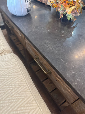 Pottery Barn Coffee Metal/Wood Brown/Gray Table