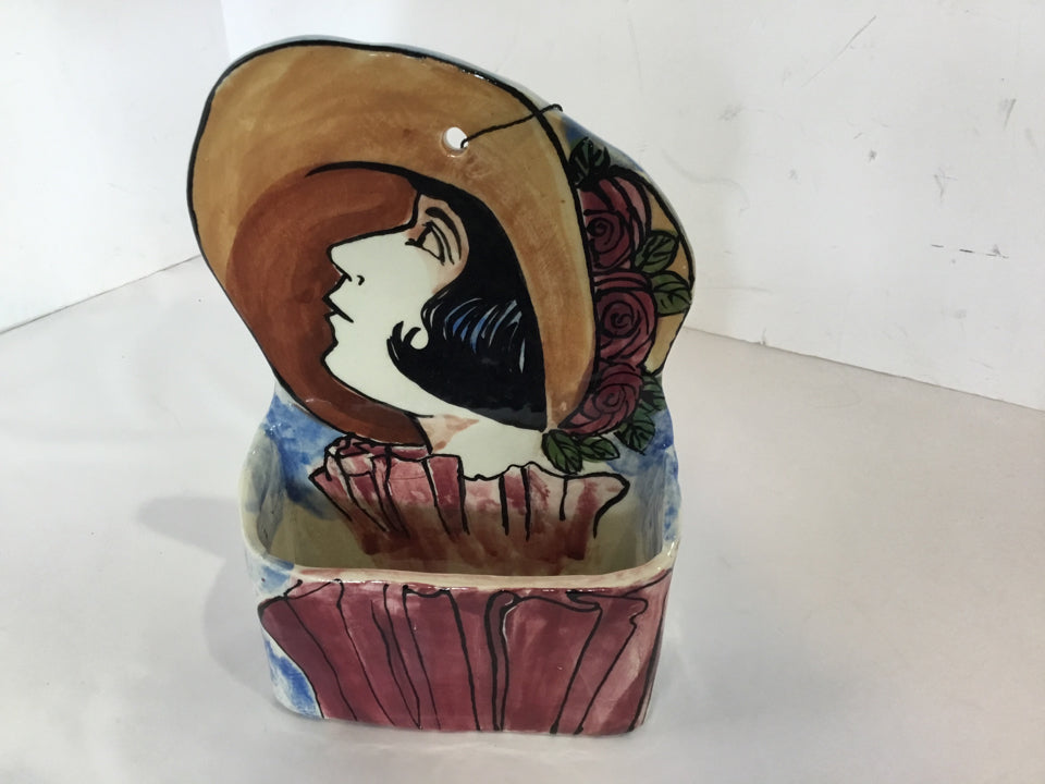 Multi Ceramic Woman Wall Pocket