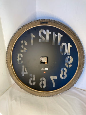 Wall Black/Brown Wood/Metal Battery Operated Clock