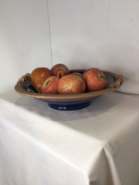 Blue/Brown Pottery w/Fruit Bowl