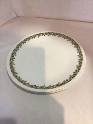 Corelle Vintage Set of 6 White/Green Glass Flowers Plate Set