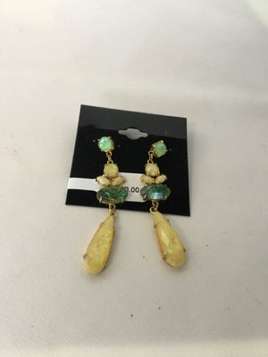 Gold/Green Teardrop Earrings