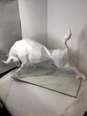 Modern White Paper Bull Figurine