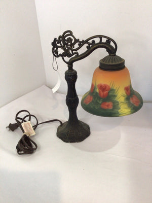 Black/Multi Metal/Glass Floral Lamp