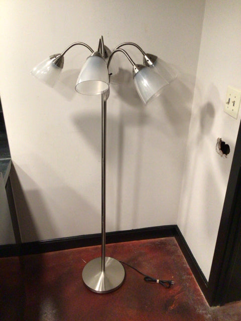 Floor Silver/White Metal Lamp