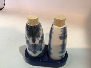 Blue/White Ceramic In Holder Salt & Pepper