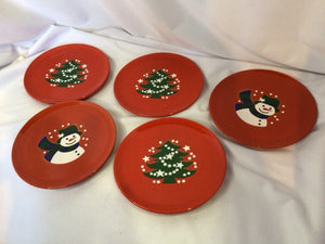 Waechtersbach Christmas Red Ceramic Set of 5 Holiday Item