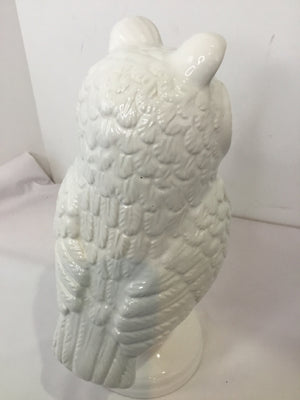 White Ceramic Owl Statue