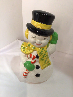 Musical White/Multi Ceramic Snowman Holiday Item