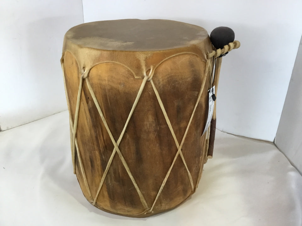 Vintage Tan Wood Hide Drum