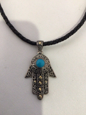 Silver/Aqua Hand Necklace