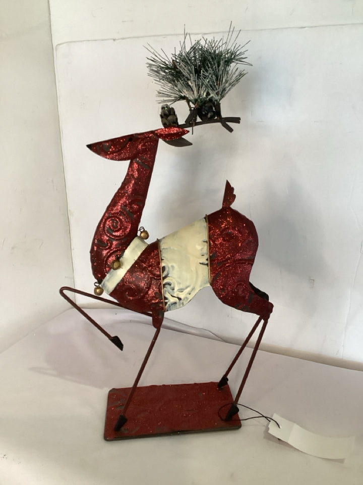 Reindeer Red Metal Holiday Item