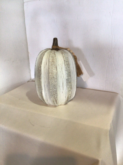 Kirkland's White Washed Resin Pumpkin Figurine
