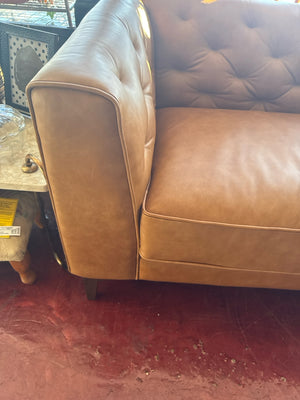 Poly & Bark Modern Leather Tufted Cognac Sofa/Couch 8DLGPXG2