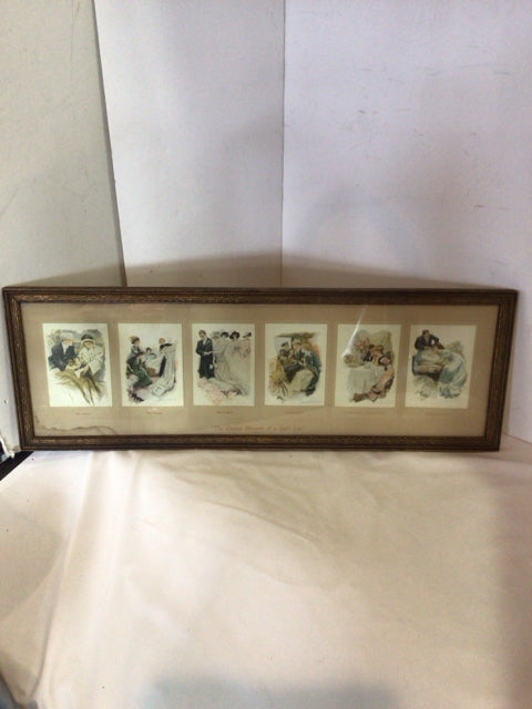 Vintage Tan People Divided Framed Art