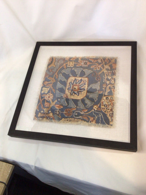 Shadow Box Blue/Cream Scarf Framed Art