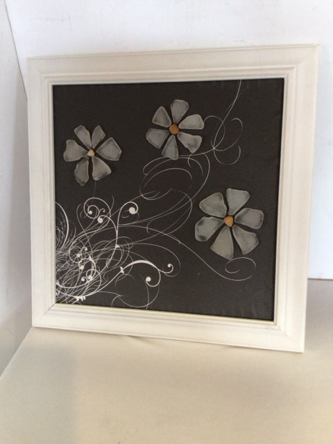 White/Black Flower Framed Art