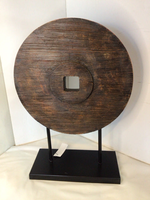 Oriental Brown Metal Round Statue