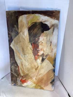 Abstract Brown/Cream Canvas Face Stretch Canvas Art