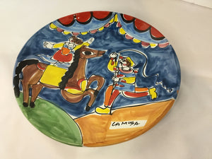 Whimsical Blue/Multi Ceramic Circus Plate