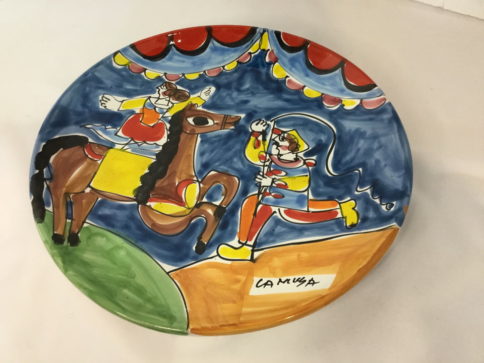 Whimsical Blue/Multi Ceramic Circus Plate