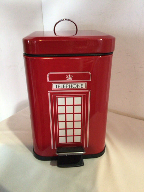 Red/white Metal Telephone Trash Can