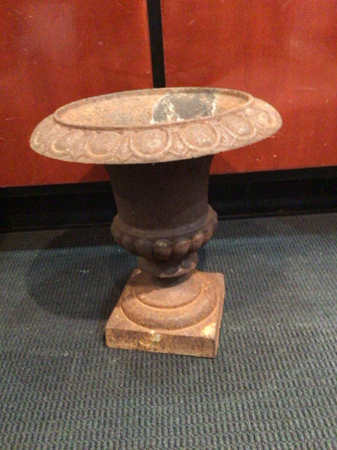 Vintage Rust Metal Pedestal Planter