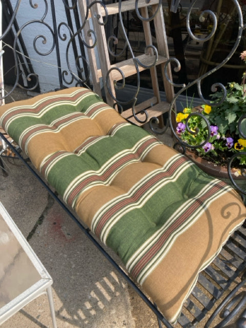 Brown/Green Stripe Tufted Cushion