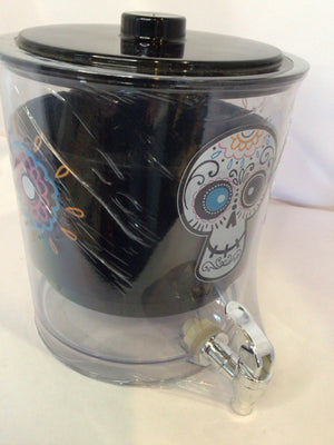 Drink Dispenser Black/White Plastic Skull Holiday Item