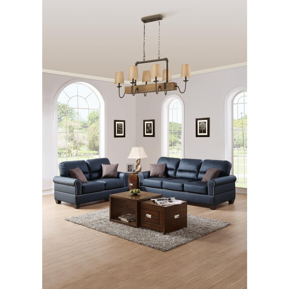 Bison Commerce LLC NailHead Faux Leather Black Sofa & Loveseat 7DQH6JKC