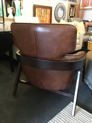 Mid-Century Leather Brown Chair