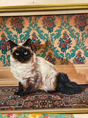 Bohemian Orange/Multi Cat Framed Art