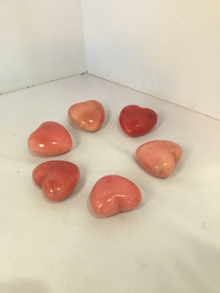 6 Piece Pink Soapstone Heart Misc