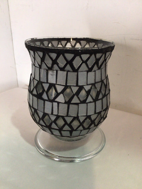 Gray Mosaic Candle Holder