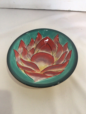 Clay Art Oriental Blue/Red Ceramic Lotus Bowl