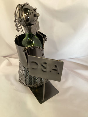 Gray Metal Girl Wine Holder