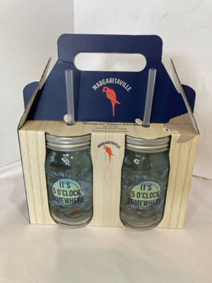 Margaritaville New Clear Glass Mason Jar Glasses