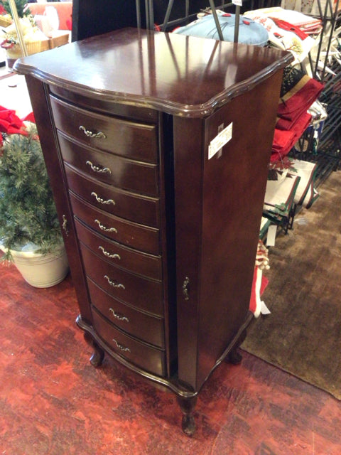 Vintage Jewelry Wood Brown Armoire