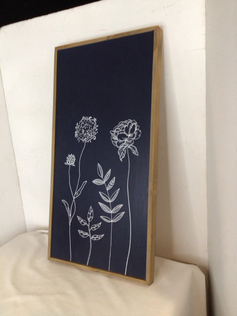 Botanical Wood Blue/White Wall Decoration Art